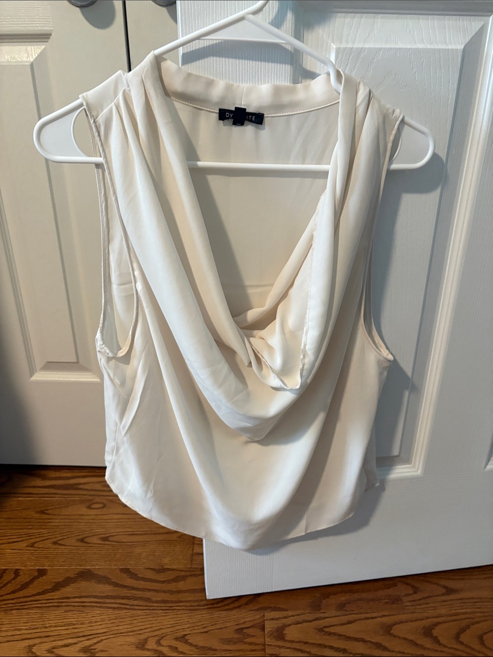White Draped Cowl Neck Sleeveless Top